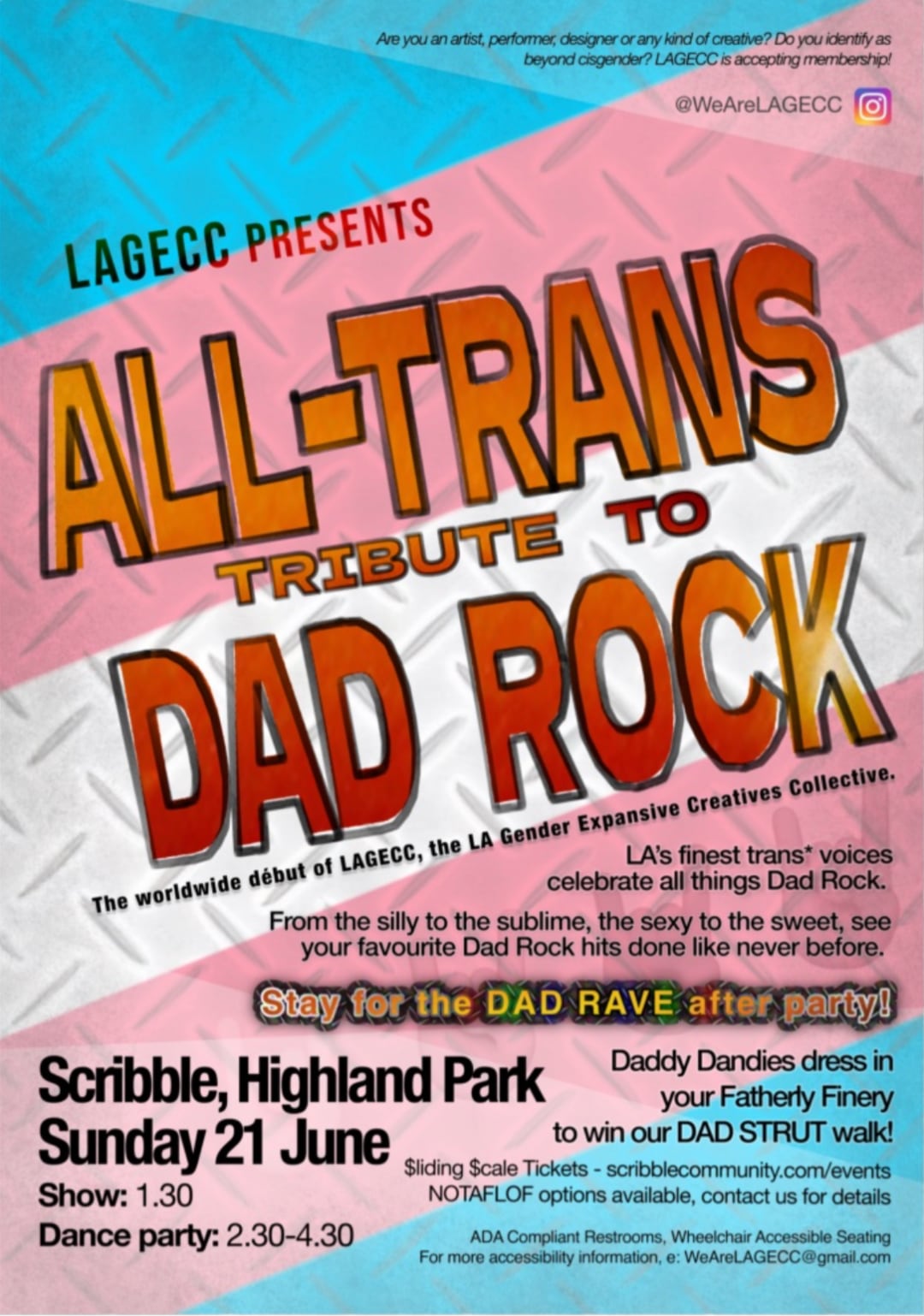 Flyer image advertising an all-trans tribute to Dad Rock